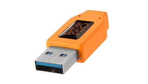 Tether Tools Tetherpro USB 3.0 ל- USB-A ל- USB-B | להעברה מהירה וחיבור בין מצלמה למחשב | כתום נראות גבוה | 15 מטר